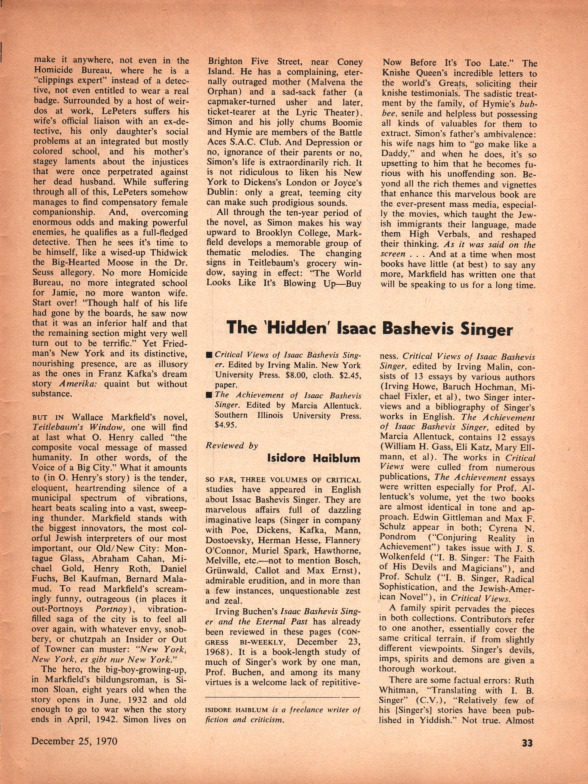 Haiblum - 1970 - The 'Hidden' Isaac Bashevis Singer.pdf