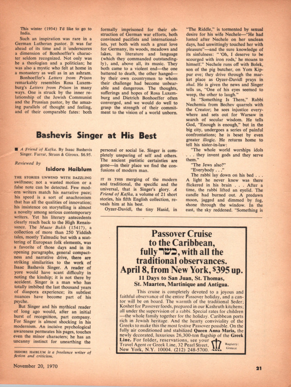 Haiblum - 1970 - Bashevis Singer at his best.pdf