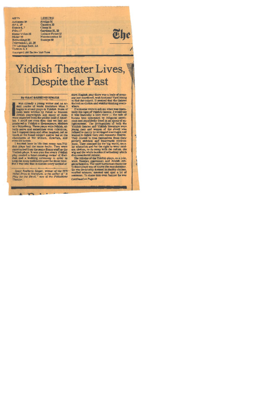 Yiddish Theater Lives, Despite the Past