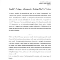 Mendele's Prologue: A Comparative Reading of the Two Versions