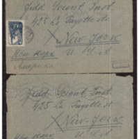 Envelope of a letter sent to the Yiddish Scientific Institute in New York (YIVO) with penciled note.
