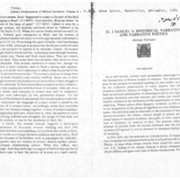 I Samuel 3: Historical Narrative and Narrative Poetics