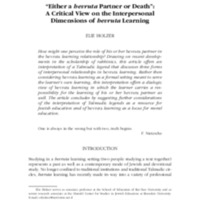 Either a hevruta Partner or Death A Critical View on the Interpersonal Dimensions of hevruta Learning.pdf
