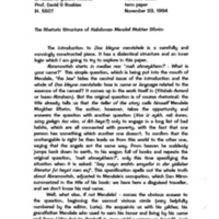 The Rhetoric Structure of Hakdomes Mendeli Mokher Sforim