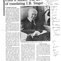 Until it Shines: The Art of Translating I. B. Singer